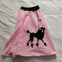 Pink and black poodle skirt with sequined waistband and bow detail Size small