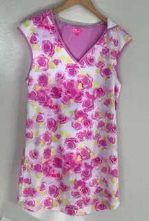 Betsey Johnson Hooded Dress Coverup Terrycloth Roses Pink Soft Girly Valentines