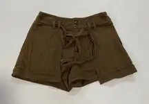 Free People Brown High Rise Tie Waist Utility Shorts Size 2