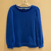 Talbots Crew Neck Puff Sleeve Shoulder Sweatshirt Cobalt Blue Size XS
