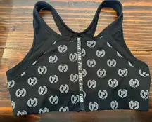Victoria’s Secret PINK Ultimate Zip Front Sports Bra Logo Print Size L