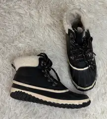 Waterproof JBU Boots Winter Snow Boots Lace Up Black Faux Fur