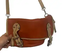 Shiraleah Leather Orange Tan Long Western‎ Shoulder Purse