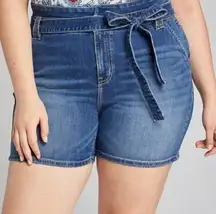 New NWT Lane Bryant Girlfriend Shorts jean denim tie waist Size 16