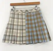 Sunday Best Split Plaid Pleated Mini Skirt size 6 Academia Preppy Schoolgirl