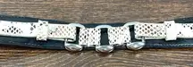 White House Black Market Women's 3 Snap Leather Belt Black And White Size Small