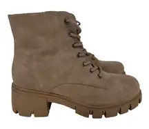 MIA‎ Women's Terrie Lace Up Chunky Lug Sole Combat Boots Taupe Size 9.5M