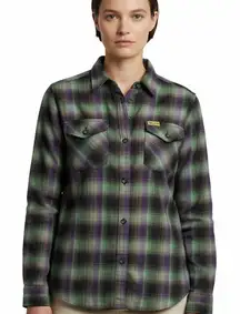 Dixxon Shirt Women's Size Small Steve Caballero Collab Flannel Green Purple