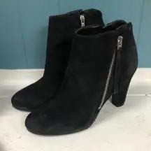 Sam Edelman Black leather Suede SADEE Angled Dual‎ Zipper Ankle Boots Size 8