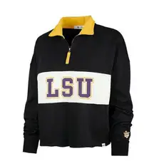 NWT! 47 Brand LSU Tigers Remi Color Block Cropped Zip Sweater - Size Large
