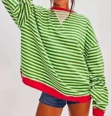 NWOT free people Classic Striped Oversized Crewneck