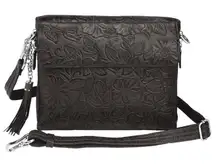 New Why GMT Clutch Concealed Pocket Purse Debossed USA Cowhide GTM-22, Black