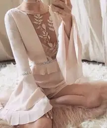For Love & Lemons Emelia Romper in Dusty Pink Small