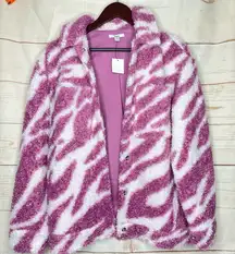 NWT Bar III • Teddy Jacket • XS • Zebra Print • White Purple