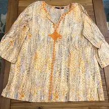 Westbound Embroidered Cotton Print Tunic Coverup S