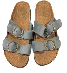 Aerie Light Blue Velour Double Strap Slides Women’s Size 8‎