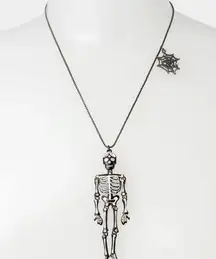 Betsey Johnson Hematite Tone Just Treats Skeleton Glow Pendant Necklace