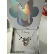 Disney Minnie Mouse Initial‎ "M" Necklace, Silver Plated, NEW Giftable |