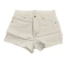SHEIN Jean Shorts Women's Size Large White High Waist Cut Off Casual Summer NEW