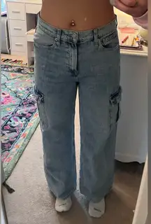 High rise cargo jeans