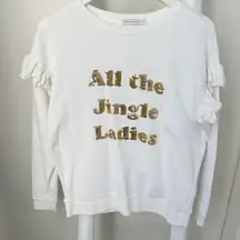 South Parade Cream Holiday Christmas All the Jingle Ladies Sequin Sweatshirt