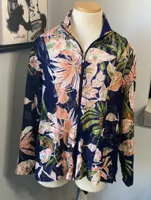 Toni Morgan Womens Large Floral Lace Full Zip Jacket  Art to Wear Bloomcore Fem