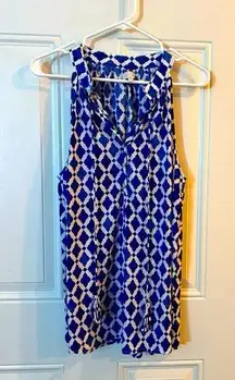 Mud Pie Size M Blue / White Sleeveless Tank with Tassels