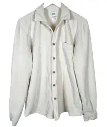 Zara Micro Cord Jacket Sz Small‎ Ecru Ivory Fall Layering Neutral Relaxed Fit