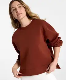 Calia Women's Soft Scuba Crew Sweatshirt in Red Brown size XS NWT