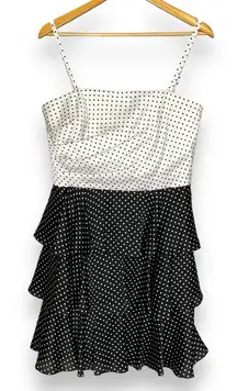 White House Black‎ Market Dress Polka Dot Removable Straps Ruffle Skirt Size 12