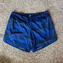 Brooks  blue striped lined running shorts