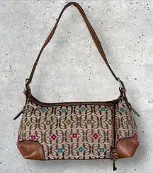 Y2K Vintage FOSSIL Rectangle Baguette Monogram Key Shoulder Bag‎ Purse