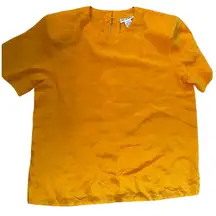 Vintage 80s orange 100% silk Art De Chine‎ short sleeve top women's small