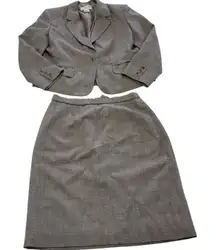 Pendleton Skirt Suit Women 8 Petite Brown Gray Blazer Pencil Skirt Two Piece Set