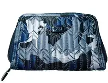 NWOT LUG Rodeo Wallet 6x4" Zip Around Blue Camp Camouflage Quilted Card Holder