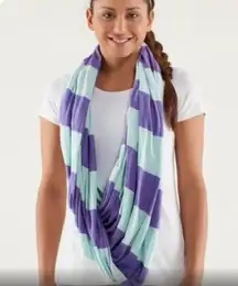Lululemon Clarity Infinity Scarf, Aqua & Purple Stripe, EUC