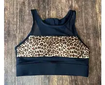 Zyia Active Cheetah Sports Bra Black Leopard Print Women's Size Small