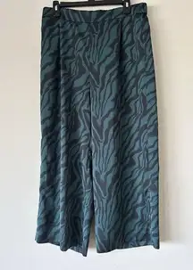 J. Crew Satin Wide Leg Crop Pants Size 10 Zebra Print Chic Fun Workwear