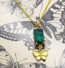 Butterfly and Green Emerald Stone Necklace