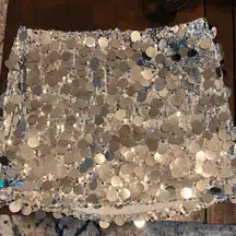 White Fox Silver Sequin Mini Skirt
