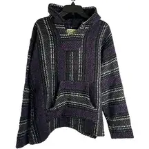 Joe B Baja Joe Festival Hoodie Hippie‎ Poncho Sweater Rasta Drug Rug Sz Medium