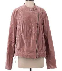 Women's MAURICES Jacket  Moto Velvet Feel Full Zip Rose Pink Laced Sides…