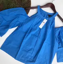 NEW Ann Taylor Women’s Shirt Blouse Blue Cold Shoulder Size Medium