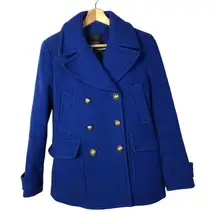 J. Crew Stadium Cloth Majesty Royal Blue Wool Double Breasted Peacoat 4