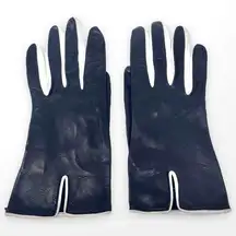 00s SAKS FIFTH AVENUE Vintage Black White Leather Gloves