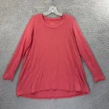 J.Jill Pima Scoop Neck Elliptical Tunic Long Sleeve Pink Pima Cotton Size Medium