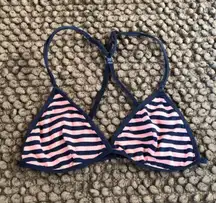 Pink Blue Striped Halter Bra Bralette Bandeau