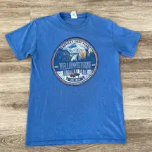 Vintage Yellowstone national park graphic tee mountains outdoors blue small