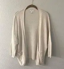 Cream Open Cardigan with Pockets & side slits