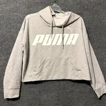 Puma Keeps You Dry Cropped Hoodie Women Large Gary Graphic Long Sleeve‎ Pullover